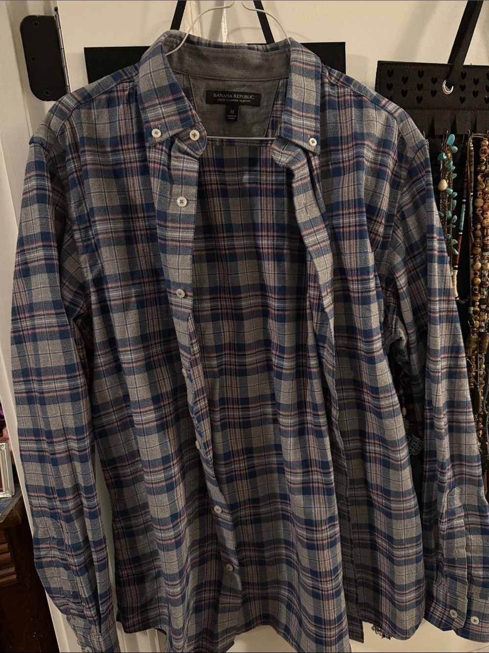 Banana Republic Blue and Gray flannel Button-Down Shirt